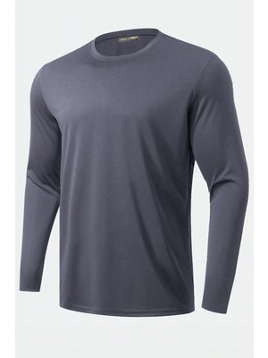 Ghassy Co. Erkek %100 Pamuklu Likralı Esnek Spor Koşu Günlük Antrenman Uzun Kollu Penye T-Shirt