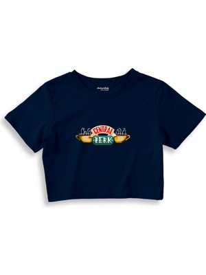 The Lucid Lab Central Perk / Friends Crop Tişört - Lacivert