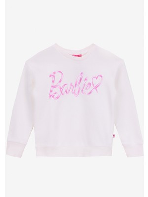 Barbie Baskılı Kız Çocuk Ekru Sweatshırt BRB5WG-SWT6625