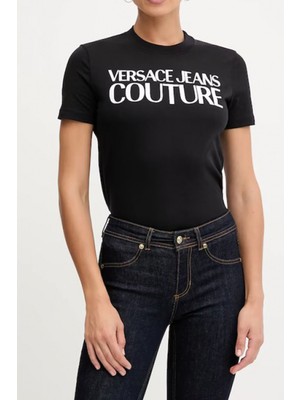 Versace Kadın Maglıetta T-Shırt Serıgrafıche T-Shirt - Siyah