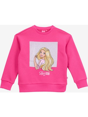 Barbie Baskılı Kız Çocuk Fuşya Sweatshırt BRB5WG-SWT6001