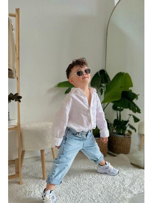 Unisex Çocuk Bol Kesim Jean Pantolon