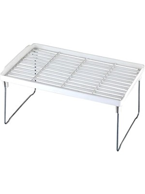 Dolap Içi Raf Düzenleyici, Metal Ayaklı, Plastik Mutfak Rafı, Tezgah Üstü Yer Kazandıran Organizer, 14X30CM