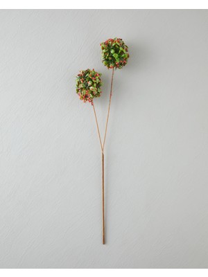 English Home Ball Flower Tek Dal Yapay Çiçek 61 cm Kırmızı - Yeşil