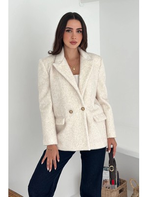 Fox Kürk Kumaş Ceket Beyaz