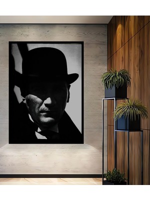 Teona Ahşap Dekoratif Ahşap Dikdörtgen Tablo Atatürk Çerçeve Görünümlü