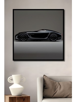 Teona Ahşap Dekoratif Ahşap Dikdörtgen Tablo Siyah Spor Araba Çerçeve Görünümlü