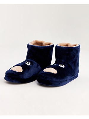 Chirpy Kepü Hayvan Figürlü Kadın Ev Pandufu Düz Taban Tekstil Malzeme