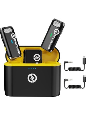 Misda Store Hollyland Lark M1 Kablosuz Yaka Mikrofonu, Gürültü Engelleme Özellikli Çift Kanallı Yaka Mikrofonu, 199,9 M 8 Saat, iPhone Kamera Youtube Video Kaydı, Canlı Yayın Podcast Röportajı Vlog ile Uyumlu