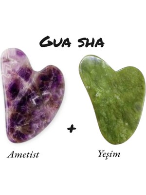 Taşmir Ametist & Yeşim Gua Sha Masaj Taşı