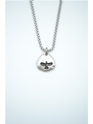 IDR Kartal Gümüş Kaplama Örme Zincir Kolye