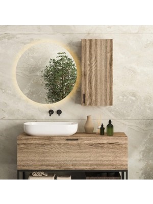 Wallover Design Kablosuz Pilli Ledli 35×35 cm 4mm Kalite Berrak Yuvarlak Ultra Lux Dekor Ayna ( Piller Hediye)