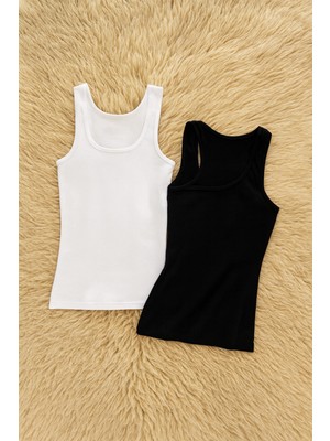 Alissa Kadın Pamuklu Likralı Kalın Askılı Penye 2'li Atlet W6K0K2T0KA