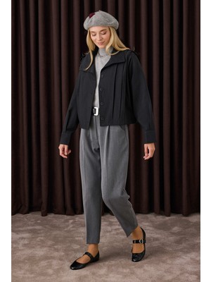 HE-QA Kısa Pileli Ceket Siyah