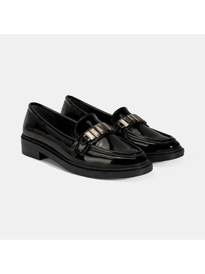 Desa Kadın Siyah Metal Aksesuarlı Loafer