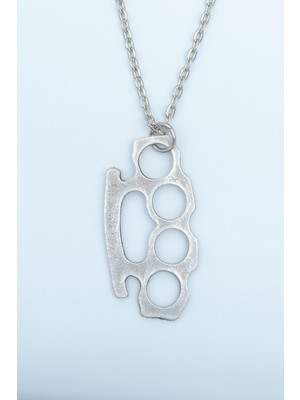 IDR Muşta Gümüş Kaplama Düz Zincir Kolye