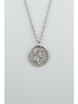 IDR Roma Parası Sikke - sezar Gümüş Kaplama Düz Zincir Kolye