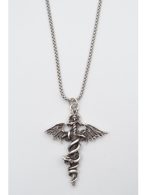 IDR Kılıç Yılan Yarasa Gümüş Kaplama Örme Zincir Kolye