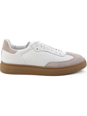 Bambi Bej Hakiki Deri Erkek Sneaker E01442421502