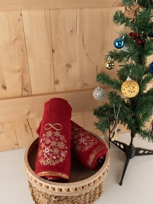 Baveno Home Pamuklu 2'li 45X70 cm Lüks & Modern Nakışlı Hediyelik Havlu Seti Baveno