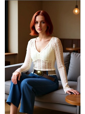 FRM Kadın Büzgülü V Yaka Ispanyol Kol Örme Bluz Kaliteli Şık Rahat Modern Zarif Günlük