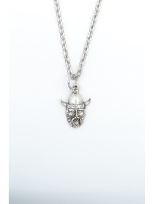 IDR Minimal Viking Savaşçı Gümüş Kaplama Düz Zincir Kolye