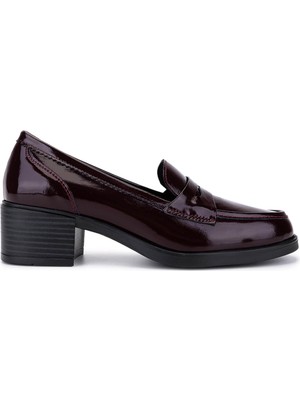 Tamer Tanca Kadın Hakiki Deri Bordo Rugan Makosen Ayakkabı 488 3632 Bn Ayk SK25-26 Bordo Krsk Rgn