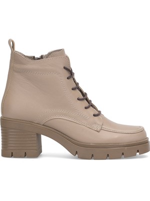 Ayakkabı Fuarı Elit Alvarine Kadın Hakiki Deri Topuklu Bot Bej