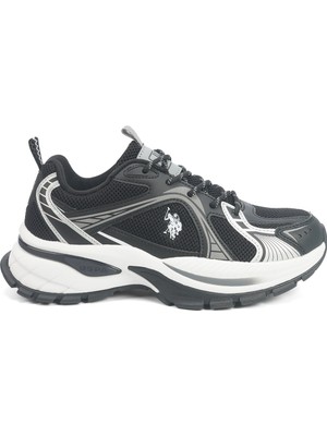 U.S. Polo Assn. Rexha 5pr Siyah Kadın Sneaker MESH/PU Malzeme ile Düz Tabanlı Rahat Ayakkabı