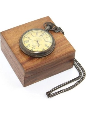 Ronanna Ahşap Kutulu Pirinç Köstekli Saat Model 2