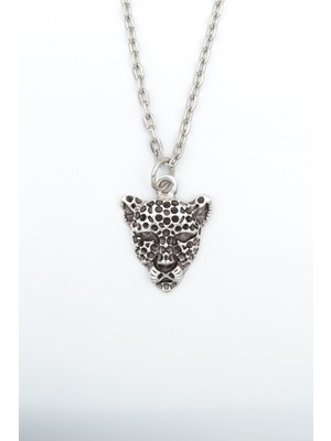 IDR Leopar Gümüş Kaplama Düz Zincir Kolye