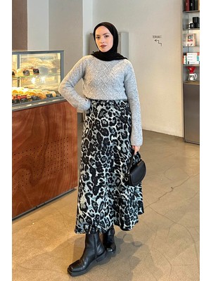 Lamelif Örgülü Kazak Gri