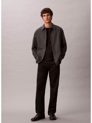 Calvin Klein Normal Gömlek Yaka Siyah Erkek Gömlek LV04LD119GUB1_LS Melange Flannel Ea