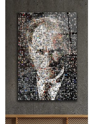 AR AJANS KANVAS TABLO Mustafa Kemal Atatürk Bin Yüzde Bir Yüz Dekoratif Cam Tablo