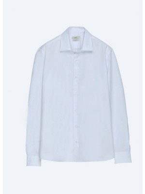 Kip Kırık Beyaz Regular Fit Dokuma Klasik Pamuk Karışımlı Gömlek