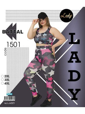 Nightlove Lady Büyük Beden Fitness Tayt Crop Sporcu Takımı