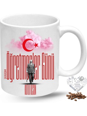 Caisya Öğretmenler Günü Hediyesi Atatürk Ay Yıldız Baskılı Porselen Kupa Bardak