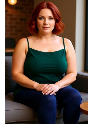 FRM Moda Büyük Beden Degaje Yaka Örme Fit Düz Desen Casual Günlük Regular Askılı Kol Bluz