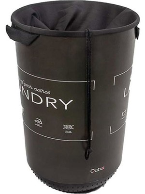 Matmel Ağzı Büzgülü Çok Amaçlı Qoja Kese Çamaşır Sepeti - Laundry Siyah - 40 Lt