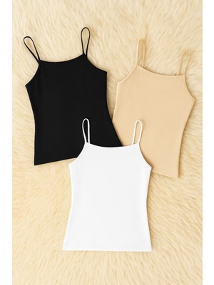 Alissa Kadın Pamuklu Likralı Ip Askılı Iz Yapmayan Penye 3'lü Atlet W6K4K6T6KA