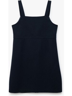 Koton Kare Yaka Viskon Karışımlı Askılı Basic Jile Okul Elbisesi