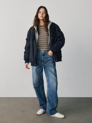 Gap Kadın Mavi High Rise Barrel Jean Pantolon