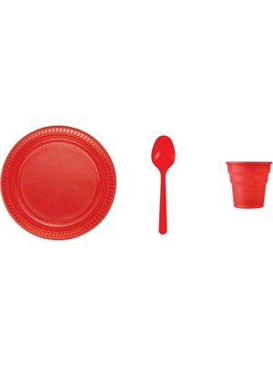 Ambalaj Evi Kırmızı Plastik Tabak Seti