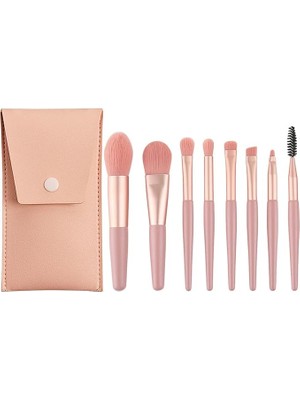 Misda Store Makyaj Fırça Seti, Pu Çanta ile 8 Adet Seyahat Kozmetik Fırça Setimini Boyut Taşınabilir Yumuşak Makyaj Fondöten Göz Farı Yüz Gözler Kızlar ve Kadınlar Için Kozmetik Araçları (Mercan Pembesi)