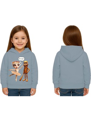 Sedirli Unisex Brainrot Baskılı Çocuk Swaetshirt Kapüşonlu 3 Iplik Şardonlu