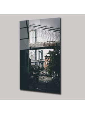 SteelArtDec Brooklyn ve Manhattan Köprüsü - Cam Tablo - DEG0284