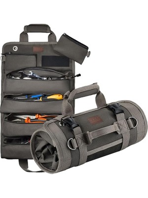 Misda Store Alet Çantası, Ağır Hizmet Tipi Kanvas Rulo Takım Çantası, Katlanabilir Alet Organizer El Çantası, Tamirci Marangoz Teknisyen Hobici Takım Çantası, Alet Takım Anahtar Düzenleyici Çanta Gri