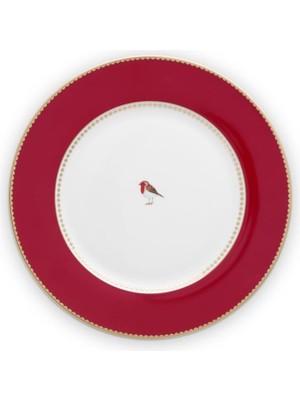 Studio Love Birds Kırmızı Porselen Yemek Tabağı 26,5 cm