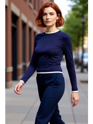 PayBuy Kadın Fitted Viskon Ribana Bluz Dik Yaka Standart Kol Uzun Kollu Casual Günlük Giyim Ürün Kaliteli