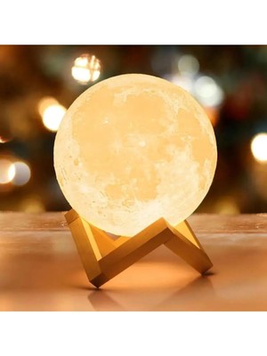 Misda Store 3D Ay Gece Lambası Dekoratif Küre LED 3D Ay Lambastandlı 3D Ay Gece Lambası Dekoratif Küre LED 3D Ay Lamba